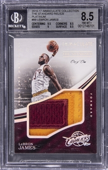2016-17 Panini Immaculate Collection "The Standard Relics" Platinum #89 LeBron James Patch Card (#1/1) - BGS NM-MT+ 8.5 